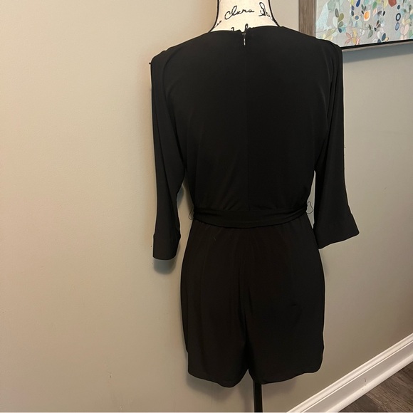 Calvin Klein black Jersey romper belted open sleeve v neck wedding dressy sz 6 - Picture 5 of 7